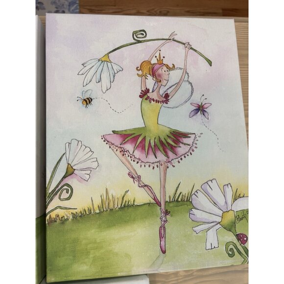 Bright Princess Twinkle Fairy Flower Girls Room Canvas Wall Art Pristine Signed - Picture 9 of 11